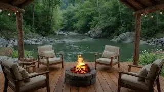 Can You Feel the Calm? Riverside Porch Fire Pit with Unique Nature Sounds for Deep Relaxation