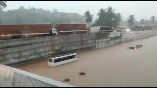 #Bengaluru - #Mysore highway submerged in water; Vehicles were diverted