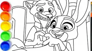 Disney Zootopia 2 Drawing, Zootopia 2 Movie Nick and Judy Finger Heart Drawing