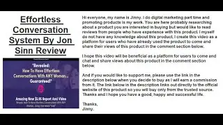Effortless Conversation System By Jon Sinn Review | Find Honest Reviews In The Comments