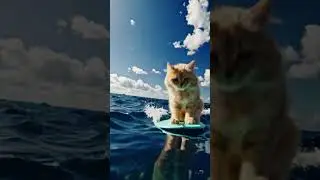 猫のサーフィン - cat surfing #surfing #cat #cutepet #cutekitten #kitten #meow