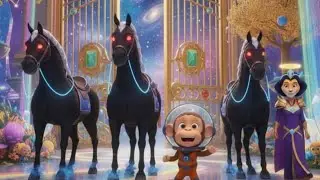 Space Farmer Monkey 🚀🐵 | Royal Palace Ride on Magic Horses | Kids Fun Land