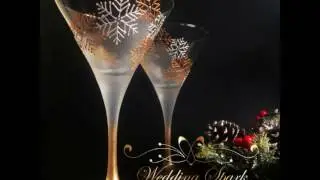 Hand painted snowflake wedding glasses, cake serving set and ring pillows