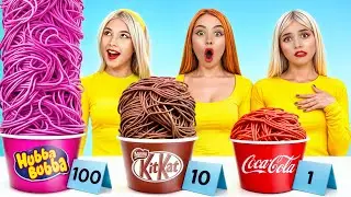 100 Layers of Food Challenge | Giant vs Tiny Chocolate Battle by Turbo Team
