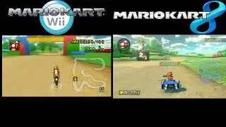 SNES Donut Plains 3 Comparison - Mario Kart Wii vs. Mario Kart 8