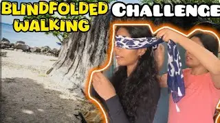 Blindfolded walking challenge with sister 🤣| vision lassie #trending #blindfolded #walkingchallege