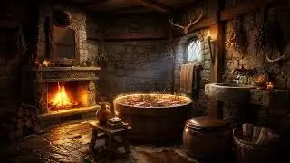 Medieval Bathhouse Animated Background for Twitch, VTuber & Zoom | Cozy Fantasy Spa Loop