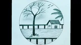 Easy Scenery Drawing  || Scenery Drawing For Beginners || Scenery Drawing For Kids || Step By Step |