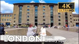 London Walk on 24/5/23, St Pancras, Kings Cross, Granary square, 4K Vlog, Virtual Tour