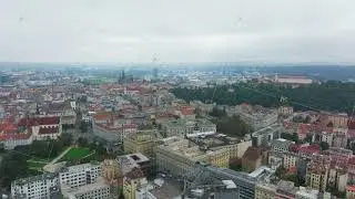 Aerial views showcase the czech city of Brno, highlighting its distinctive architecture and green