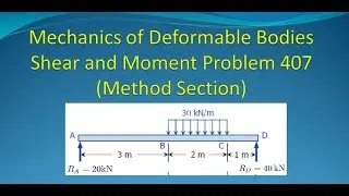 Mechanics of Deformable Bodies - Shear and Moment Method Section Problem 407