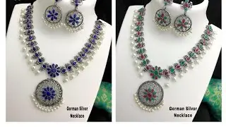 latest German silver necklace designs👇