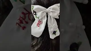 bow with name🎀#handbroidery🪡🎀#hair pin#art #embroiderypatterns #creativeprocess #hardwork #bow  🪡