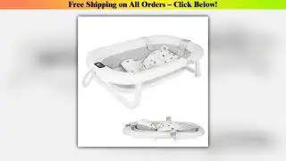 Foldable Baby Bathtub With Bath Mat, Baby Bathtub With Integrated Thermometer, Portable Baby