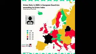 Crime Rate (2024) in European Countries! #map #crime #rate #europe #countries #youtubeshorts