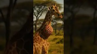 Heroic Wildlife Rescue: Oxpecker Helps Giraffe in African Acacia Grove #wildliferescue#shorts