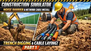Construction Simulator: Noise Barrier & Cable Install Pt. 1 | Trenching & Cables