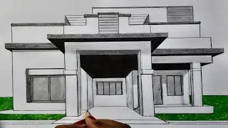 HOW TO DRAW A HOUSE 🏠 IN 1 POINT PERSPECTIVE (30 DAYS HOUSE  DRAWING CHALLENGE FOR 1K SUBSCRIBERS) 