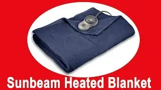 Sunbeam Heated Blanket | 10 Heat Settings, Quilted Fleece, Newport Blue, Queen - BSF9GQS-R595-13A00