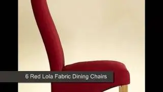 Kuba Solid Oak Dining Table & 6 Red Lola Fabric Dining Chairs