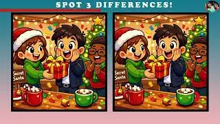 Find 3 Differences | Cartoon Christmas Challenge | Spot the Difference Game #puzzles #brainteasers
