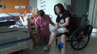 Boston Marathon bombing victim learns to walk again