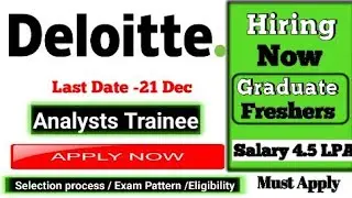 Deloitte Bulk Off Campus Hiring Started |Salary 4.5LPA | Exam Pattern/Selection Process-How to apply