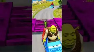 Weird Cars & Crazy Cars VS Bollard Spikec Pit and Hulk's Mouth Crush in BeamNG.drive