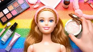 ASMR Cosmetic Glam Makeup on Barbie Doll 💅 Relaxing Barbie Beauty Roleplay