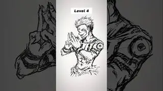 How to Draw Sukuna in different levels😳 #shorts #anime #drawing