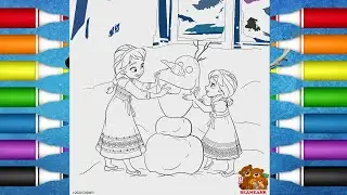 Frozen Anna and Elsa making a snowman Coloring Page - Раскраска Анна и Эльза | Мультик для детей