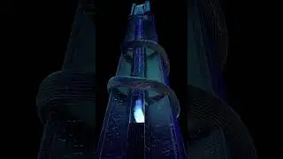 Neon Serpent &ndash; Futuristic Giant Snake Wraps the City Tower