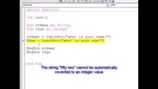 12. Introduction to Programming with VBA - InputBox Implcit Data Type Conversion
