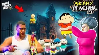 Franklin and Shinchan and his Friends Fight With Scary Teacher 3D For Save Avengers in GTA V | TAMIL
