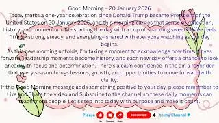 Good Morning! 20 January 2026