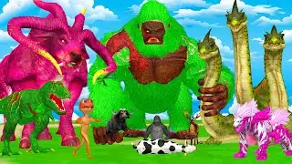 Mammoth Elephant Gorilla vs Giant Dinosaur 3 Zombie Cow Cheetah Attack Baby Elephant Zebra Buffalo