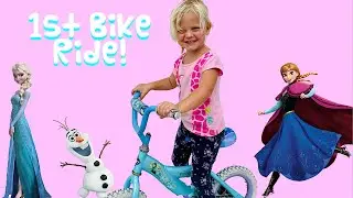 Toddler Rides Bike for the First Time!  | Frozen Toddler Kid's Bike