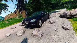 Cars vs Rock on Road - BeamNG.Drive