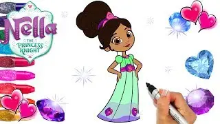Nella Princess Knight Beautiful Dress Coloring Page |  Decorated with GLITTER and GEMS| Nick Jr.