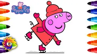 How to Color Peppa Pig Ice Skating | Kids Coloring | Colors Tumble. #peppapig #coloring #kids