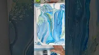 Mesmerizing Fluid Acrylic Pour Painting: DOUBLE FLIP CUP Technique with Blues and Greens