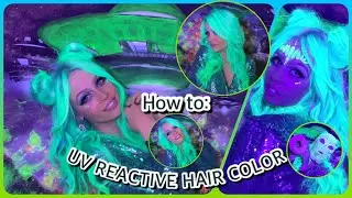 Green Neon UV REACTIVE Hair Dye Tutorial: PULP RIOT HAIR DYE GREEN HAIR, BLUE HAIR AREA 51 BLUE MUSE