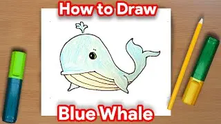 How to draw Blue whale Fish - Easy Fish Drawing
