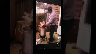 First time deep frying a turkey 🦃 😂 dads upset (must watch)