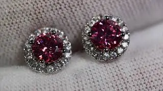 pink moissanite diamond ear studs