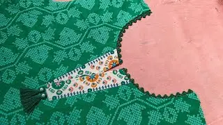 Latest new neck design cutting and stitching with lace||new neck design cutting and stitching