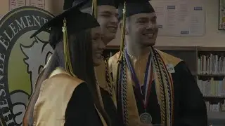 Graduating seniors visit their elementary schools