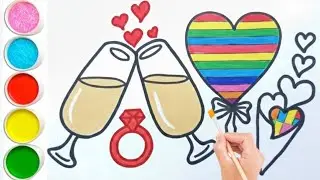 How To Draw Love Them💝|Step By Step Engagement Art|Heart & Ring💍 Drawing With Colours|Easy Love Art💫