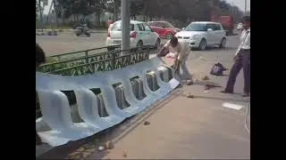 Mark Curb Painting Lines by Sprayer + Template