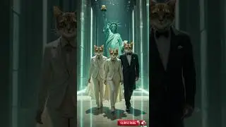 Cat Family Walk at Statue of Liberty #viral #cats #viralshorts
